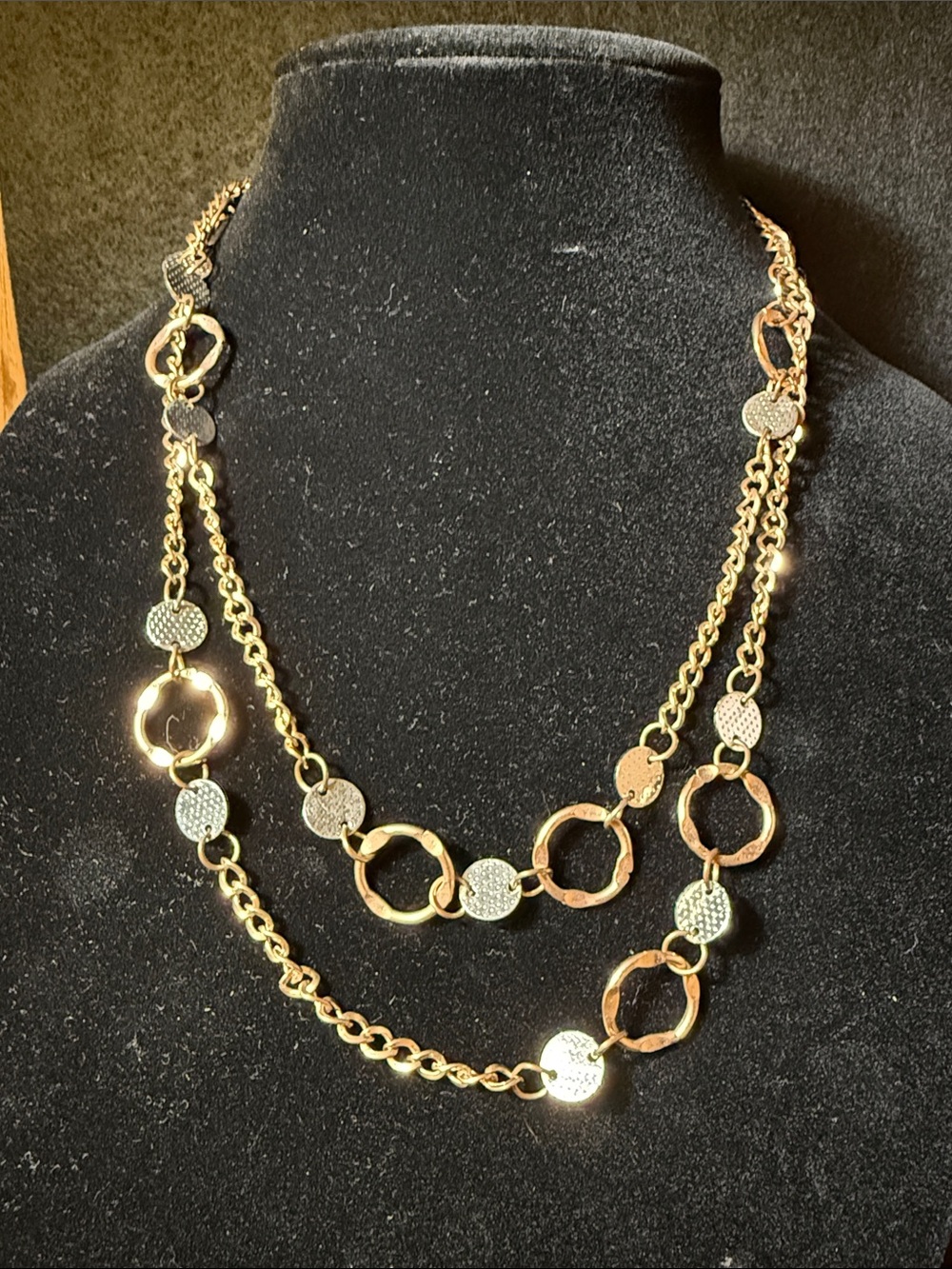 Gold-Tone Layered Circle Link Necklace - Women Jewelry